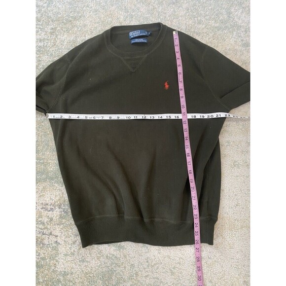 POLO RALPH LAUREN Mens Sz L Olive Green Pima Cotton Long Sleeve V-Neck Sweater - Picture 6 of 6